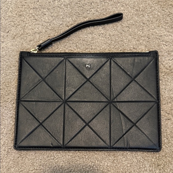 Purification Garcia Handbags - Purification Garcia Black Geometric Leather Wristlet Clutch